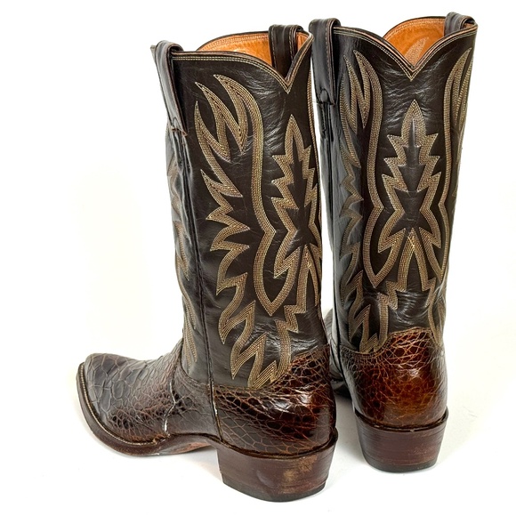 Justin Cowboy Boots - Chocolate Brown Mens Sz 8.5B Excellent Vtg Cond X-toe 9201 - Picture 10 of 12